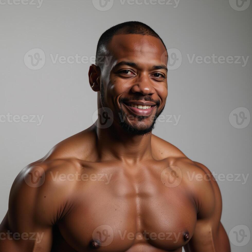 Portrait of a Fit Mature AfricanAmerican Man Illustrated with White Highlights photo