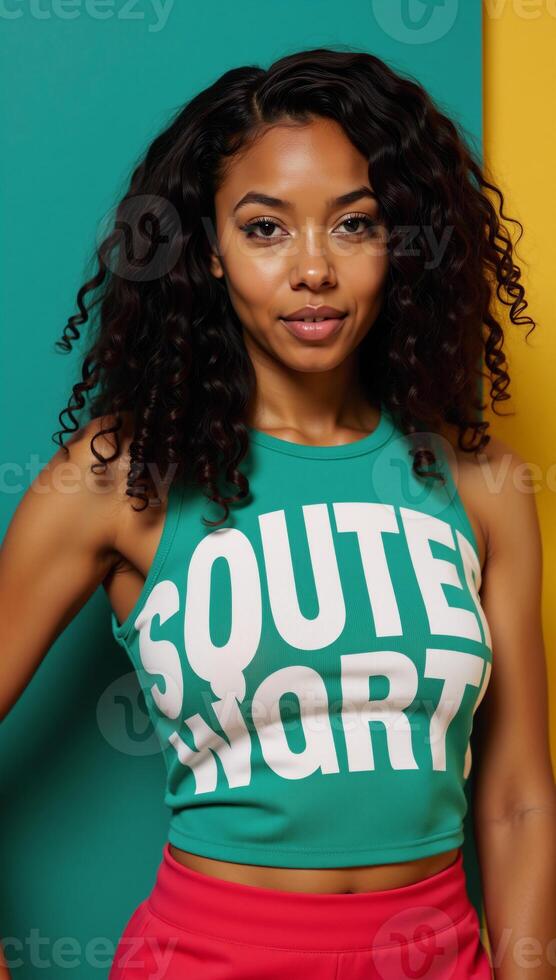 Vibrant portrait of empowered black woman with curls AfricanAmerican Woman photo