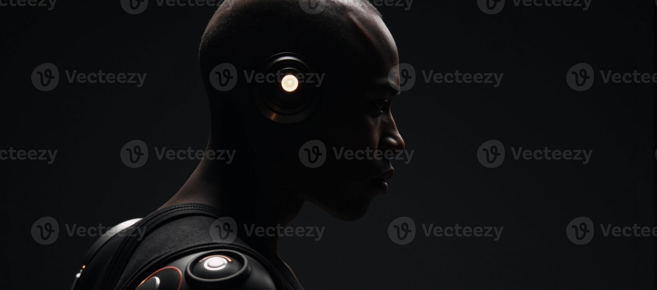 AfricanAmerican Cyborg Android Character Design Futuristic Robot photo