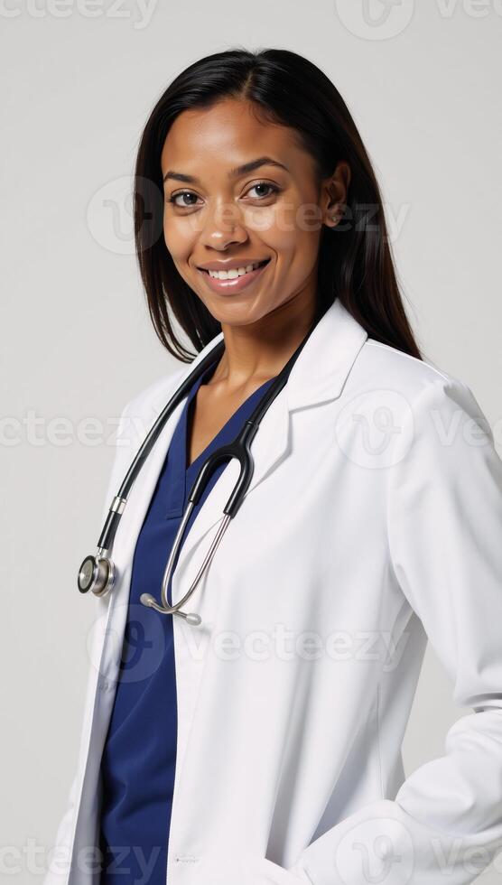 African American Female Doctor Stethoscope Health Medical Concept photo