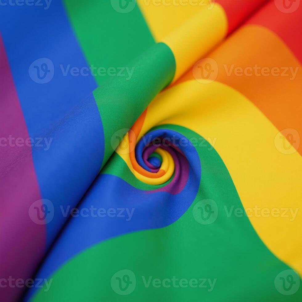 A colorful LGBT Rainbow Pride Flag with cheerful concepts of love unity and celebration photo