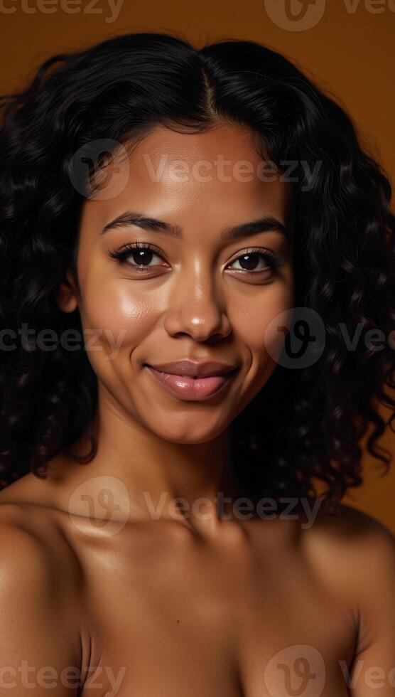 Digital illustration showcasing a serene African American woman with striking features photo