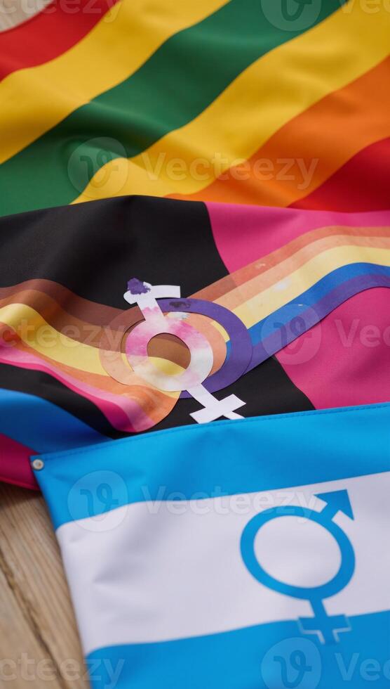 Bold depiction of rainbow flags symbolizing diversity love and pride within the LGBTQ community photo