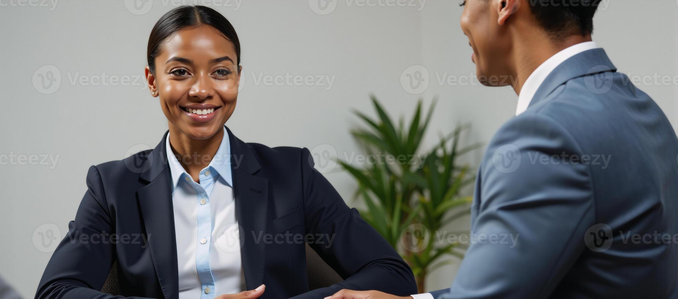 Office interview portrait featuring an African American woman photo