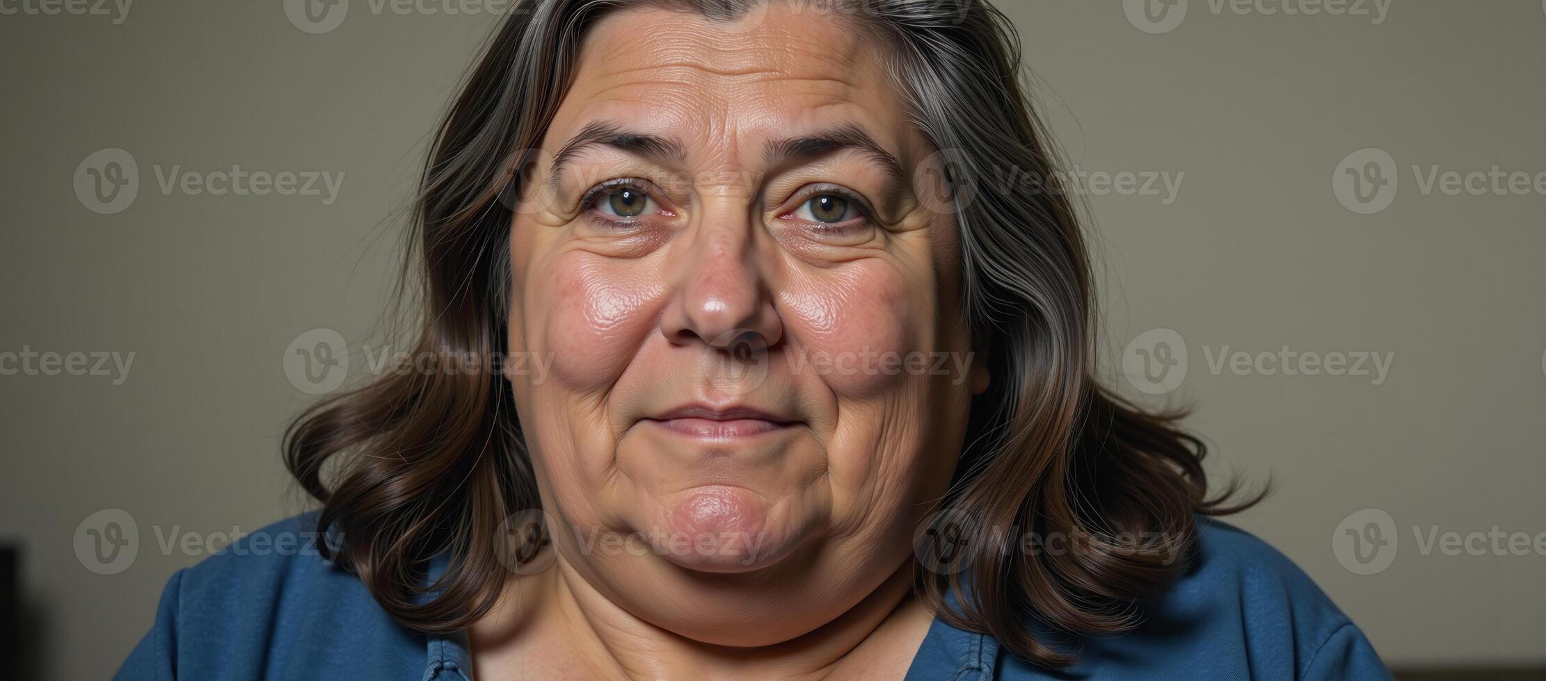 Aging overweight older lady as subject matter photo