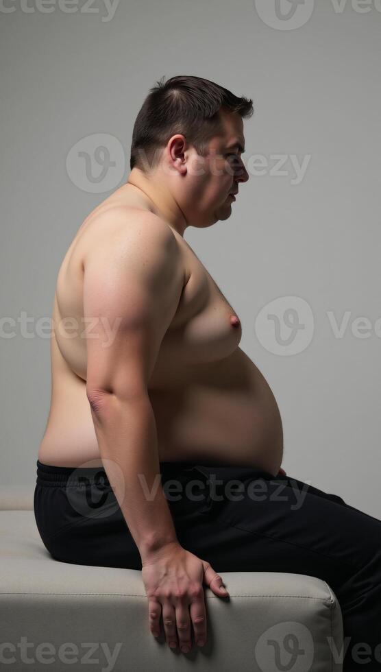 Conceptual artwork depicting an overweight person sitting on a couch Obesity photo