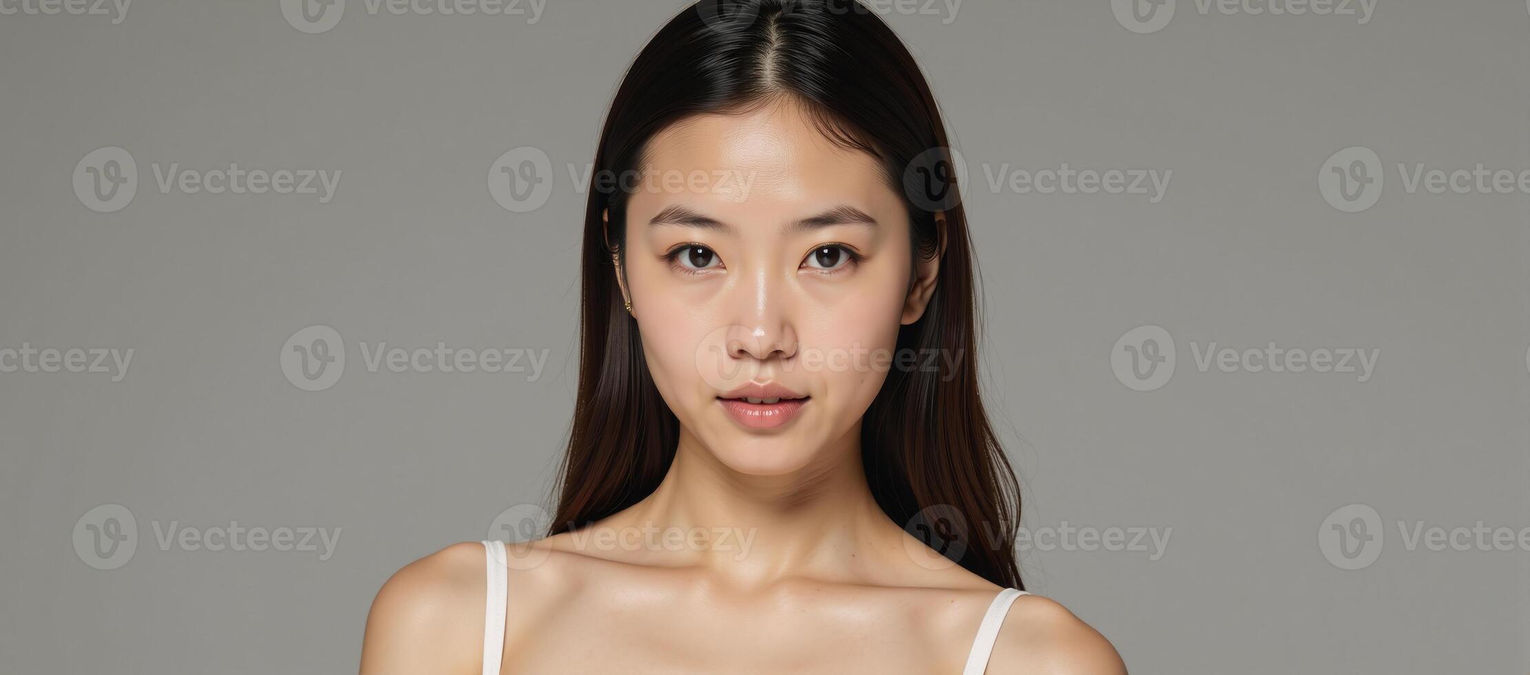 Young Asian woman dressed in white lingerie photo