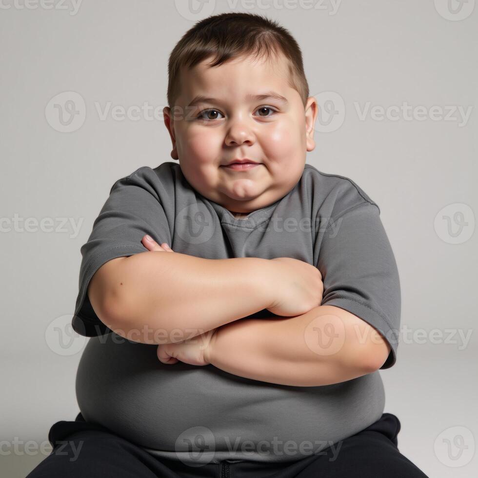 Image description Obese youth young boy photo