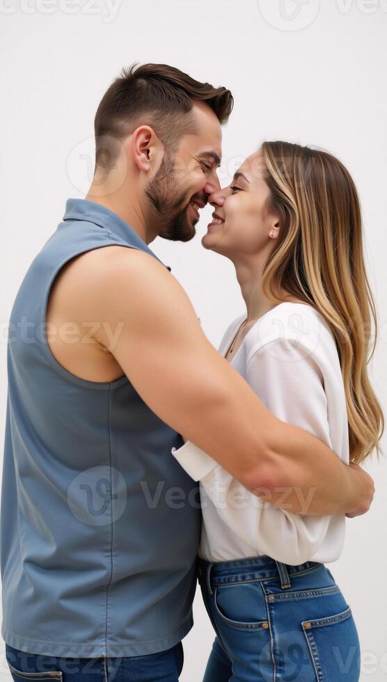 Embrace of diverse couples on a white backdrop signifying modern romantic relationships gay lesbian photo
