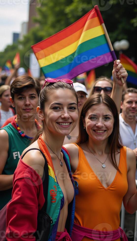 Vivid rainbows symbolize pride and gay rights in an emotionally charged image photo