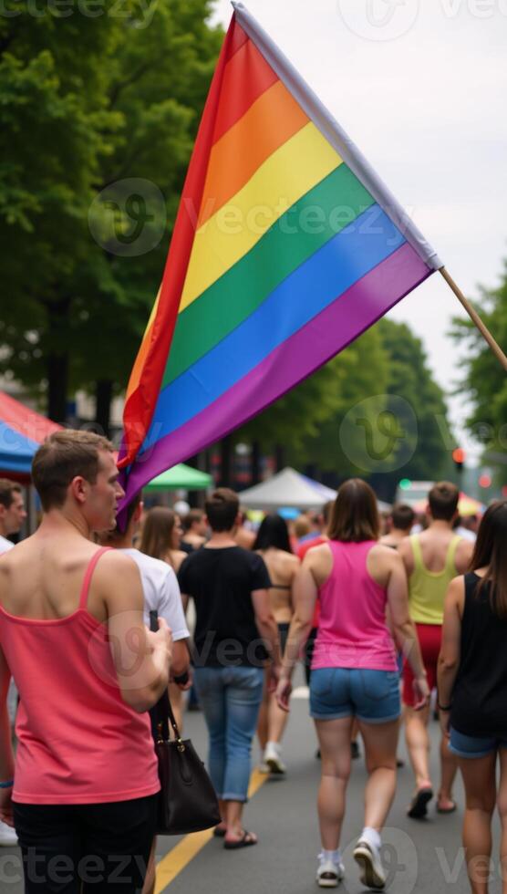 Colorful rainbowthemed celebration of diversity and inclusivity for LGBTQ pride parades and festivals featuring the iconic flag and a vibrant gradient palette representing unity across genders photo