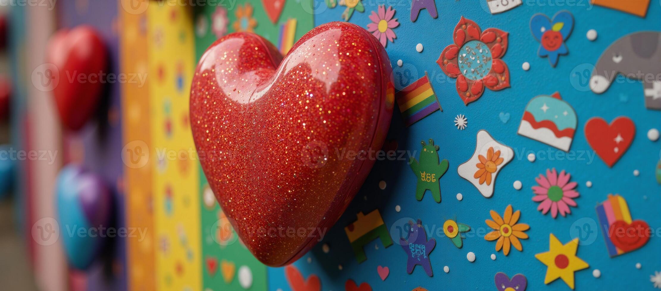 A Rainbow Heart with glitter as background or texture representing LGBTQ pride and Berlins annual Christopher Street Day CSD celebration photo