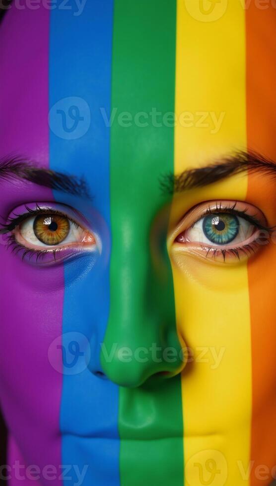 Vibrant Pridethemed image featuring stylized eyes representing rainbow symbolism photo