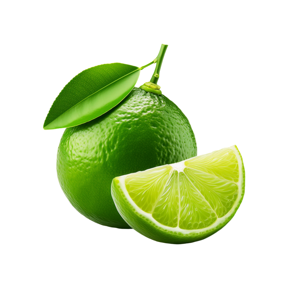 Fresh lime with slice on transparent background png