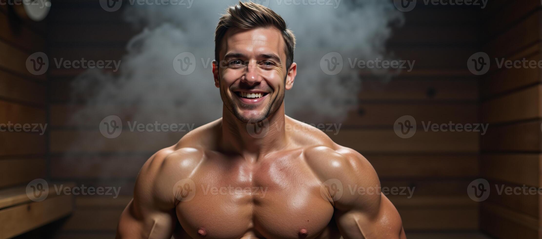 In a steamy LGBTQ themed scene a content man is depicted enjoying a sauna session humanenhanced photo