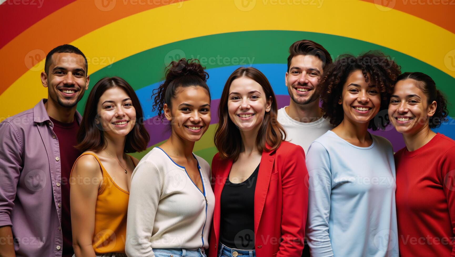 Vibrant gay rainbow backdrop emphasizing diversity inclusivity colorful artwork symbolizes love pride photo