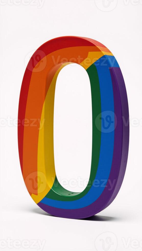 Rainbow Numbers LGBT Pride Flag depicting Number Zero in digital art style photo