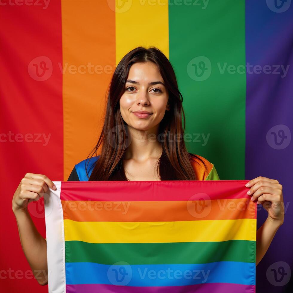 Abstract backdrop featuring the rainbow pride flag for celebrating Junes LGBT Pride Month photo
