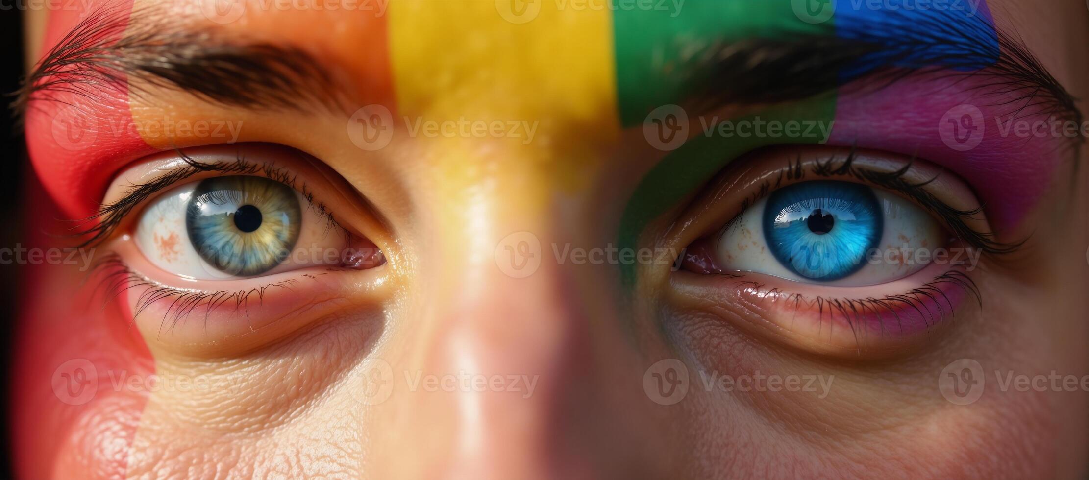 Vibrant Pridethemed image featuring stylized eyes representing rainbow symbolism photo