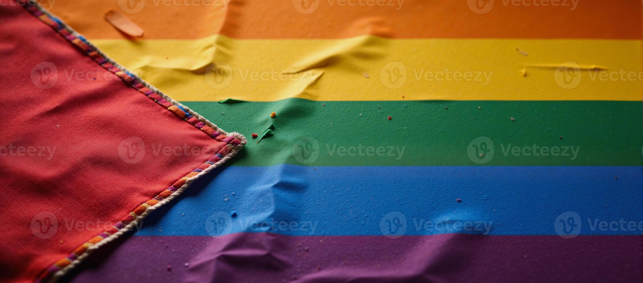 A grungystyle rainbow flag emblematic of LGBTQ Pride photo