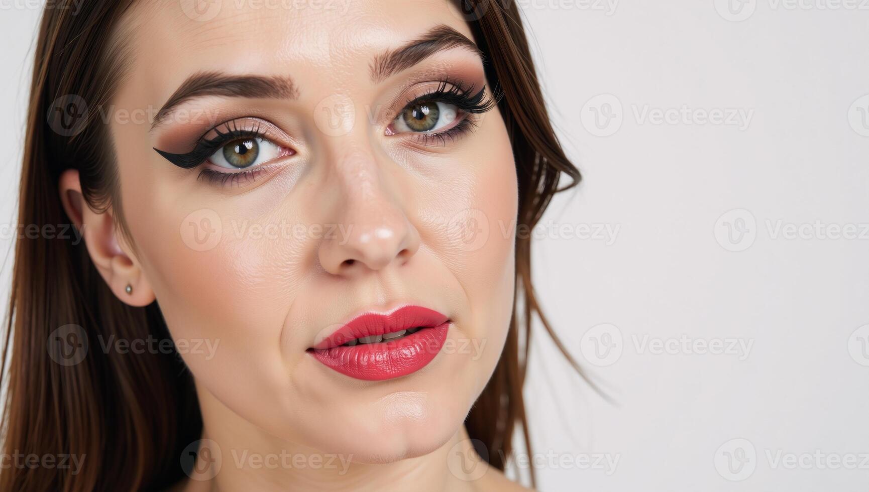A daring and colorful portrait showcasing an individual expressing their unique identity through creative makeup styles photo