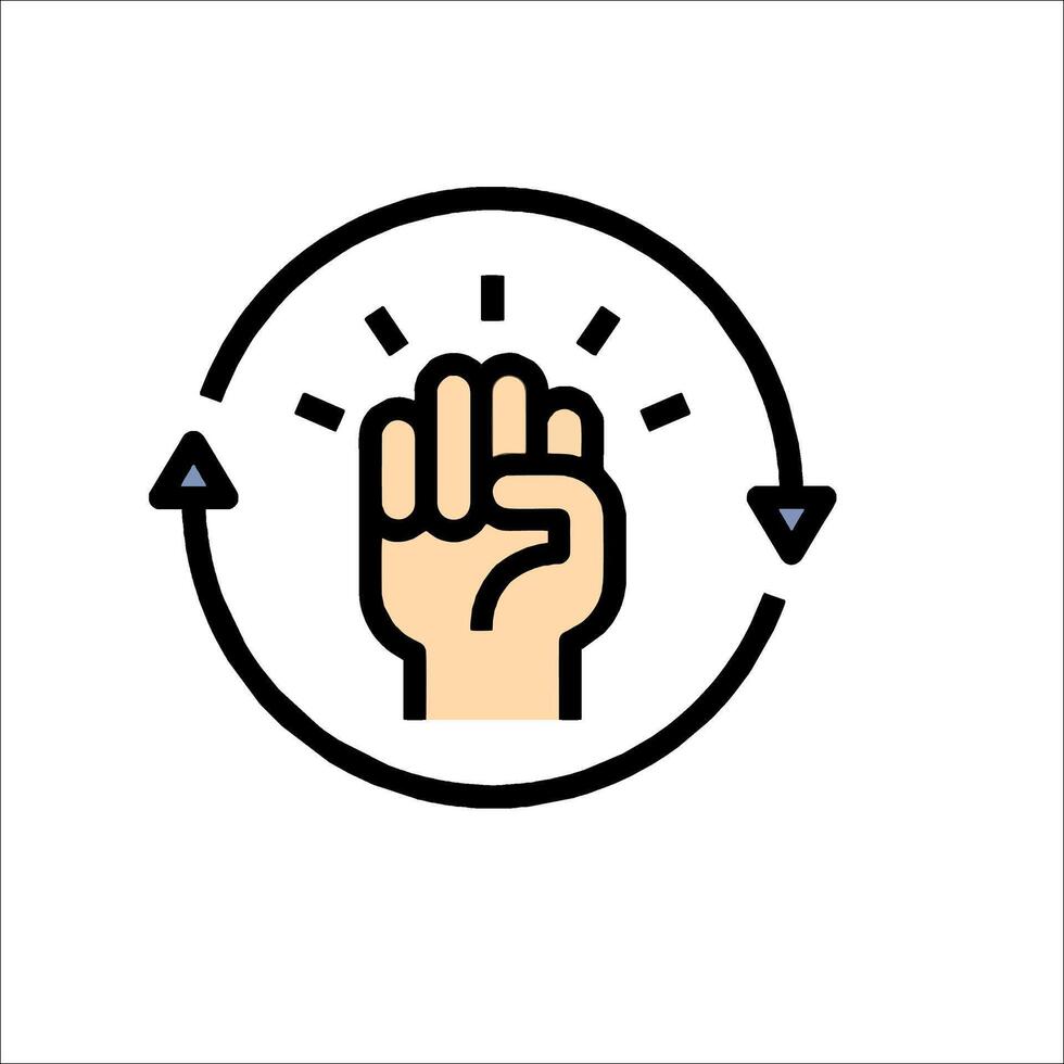 A hand with a fist in the middle of a circle vector