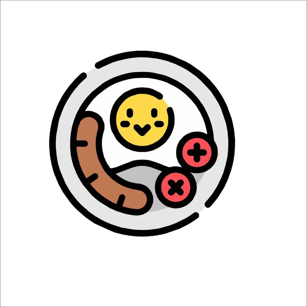 A cartoon egg and sausage in a bowl vector