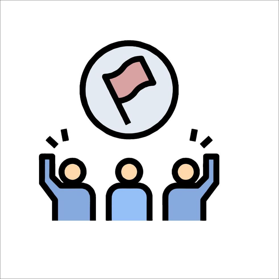 A group of people holding up a flag vector