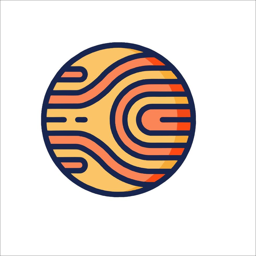 A flat, orange and yellow ball with a line pattern vector