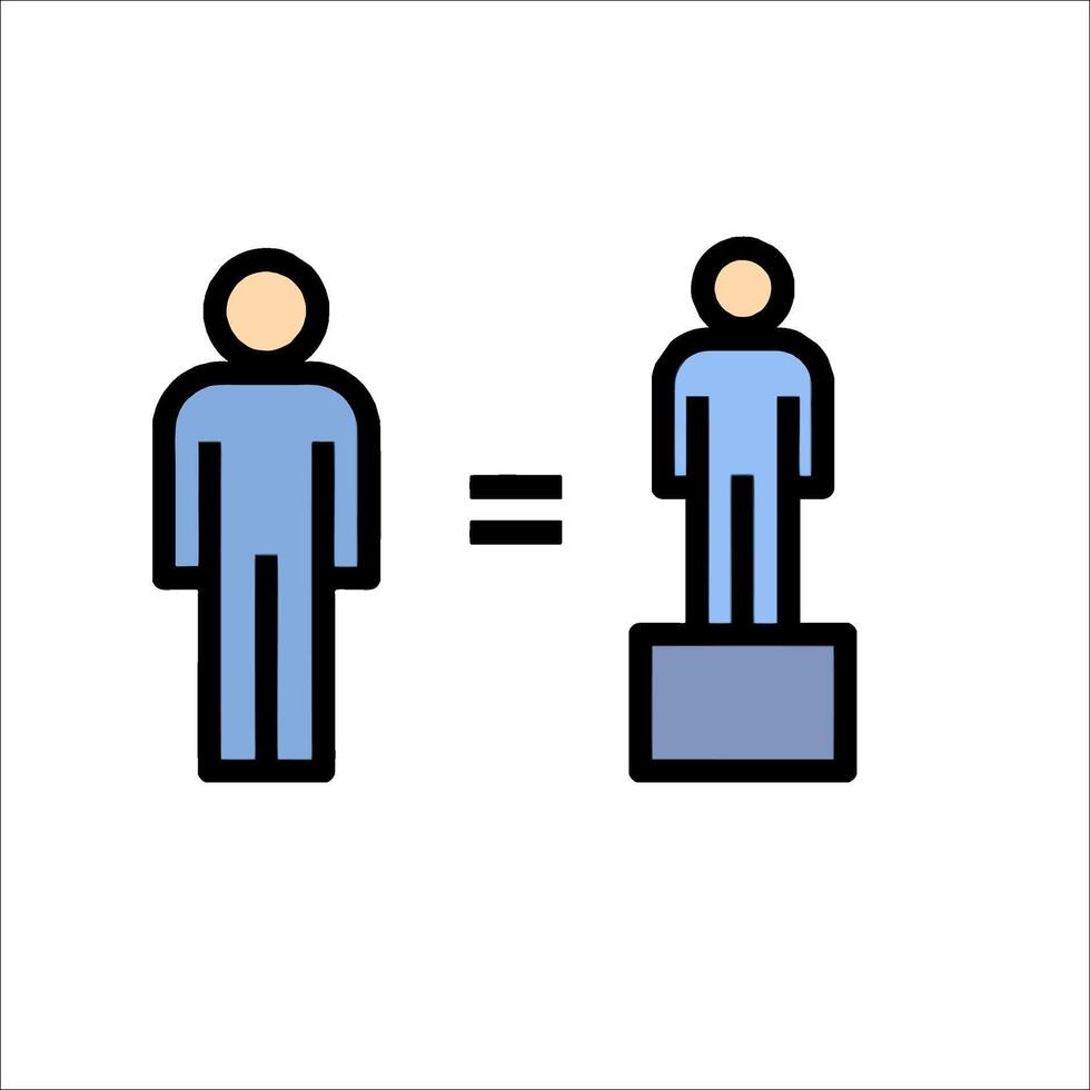 A man and woman standing on a pedestal with a sign that says equal vector