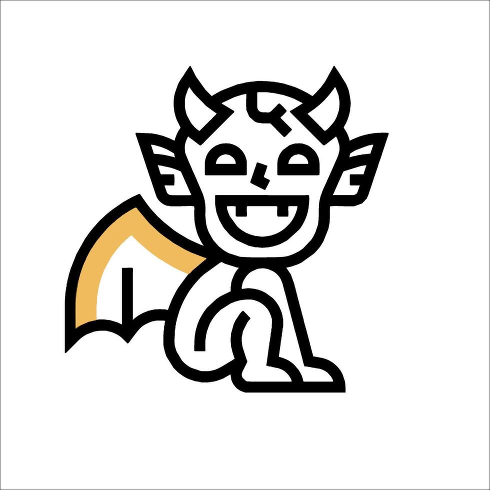 A cartoon devil with horns and a tail vector