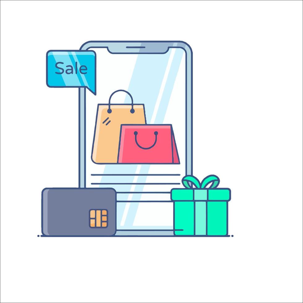 Shopping cart icon on mobile phone vector