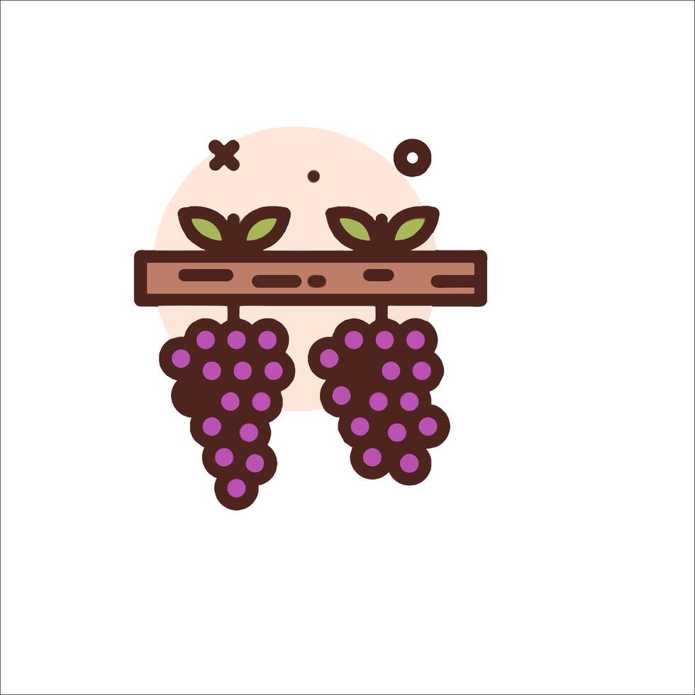 Grapes on a vine icon illustration vector