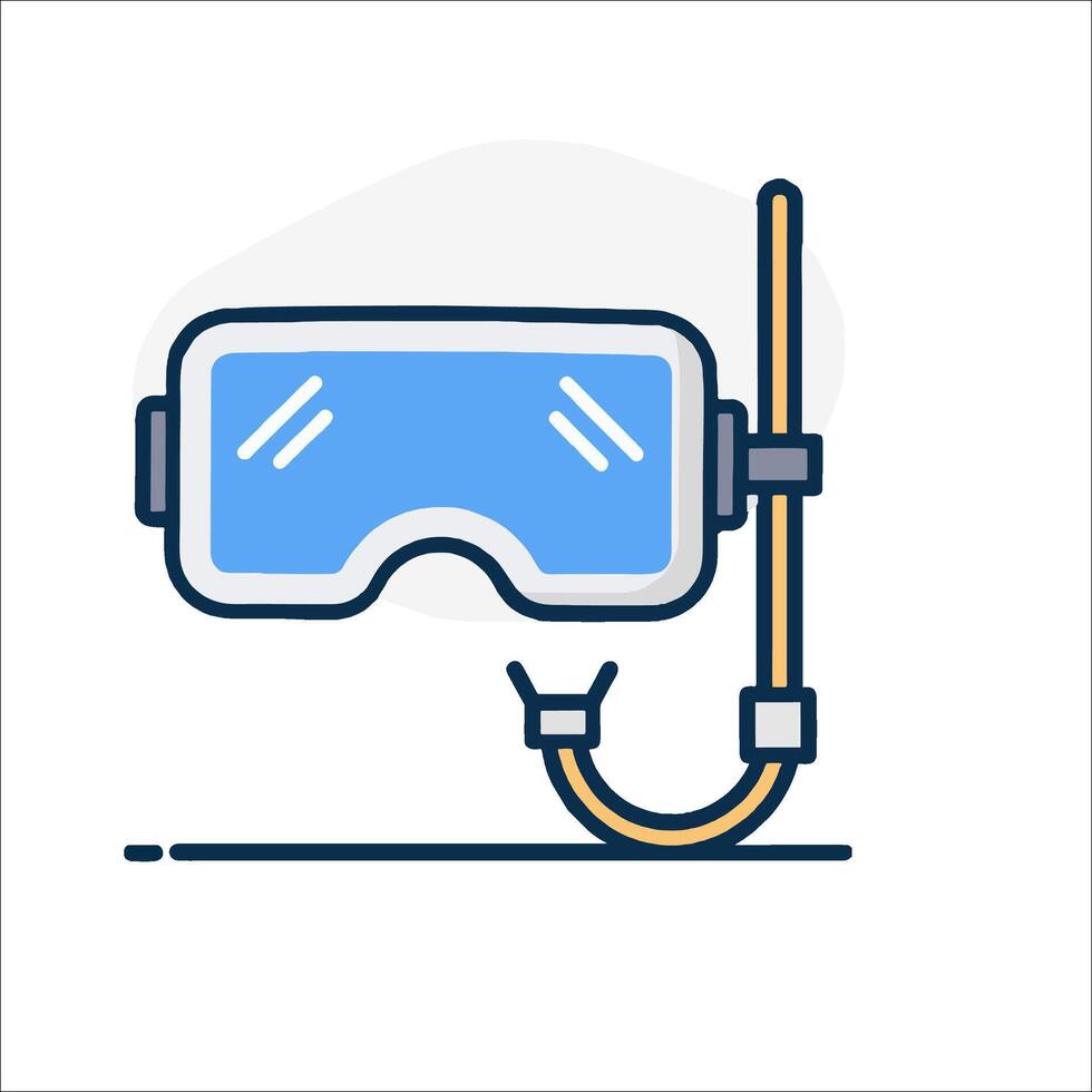 A diving mask and a tube with a hook vector
