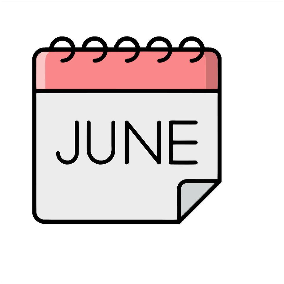 June calendar icon vector