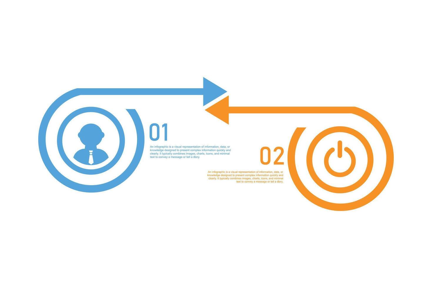 Infographic template in the form of an arrow pointing down. Business concept with 2 steps, options, parts. Can be used for diagram, chart, web design illustration vector
