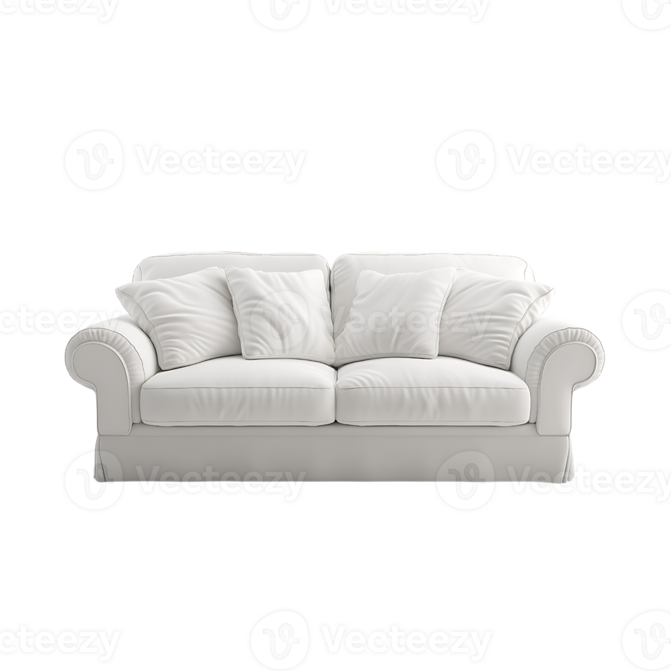 a white couch on a transparent background png