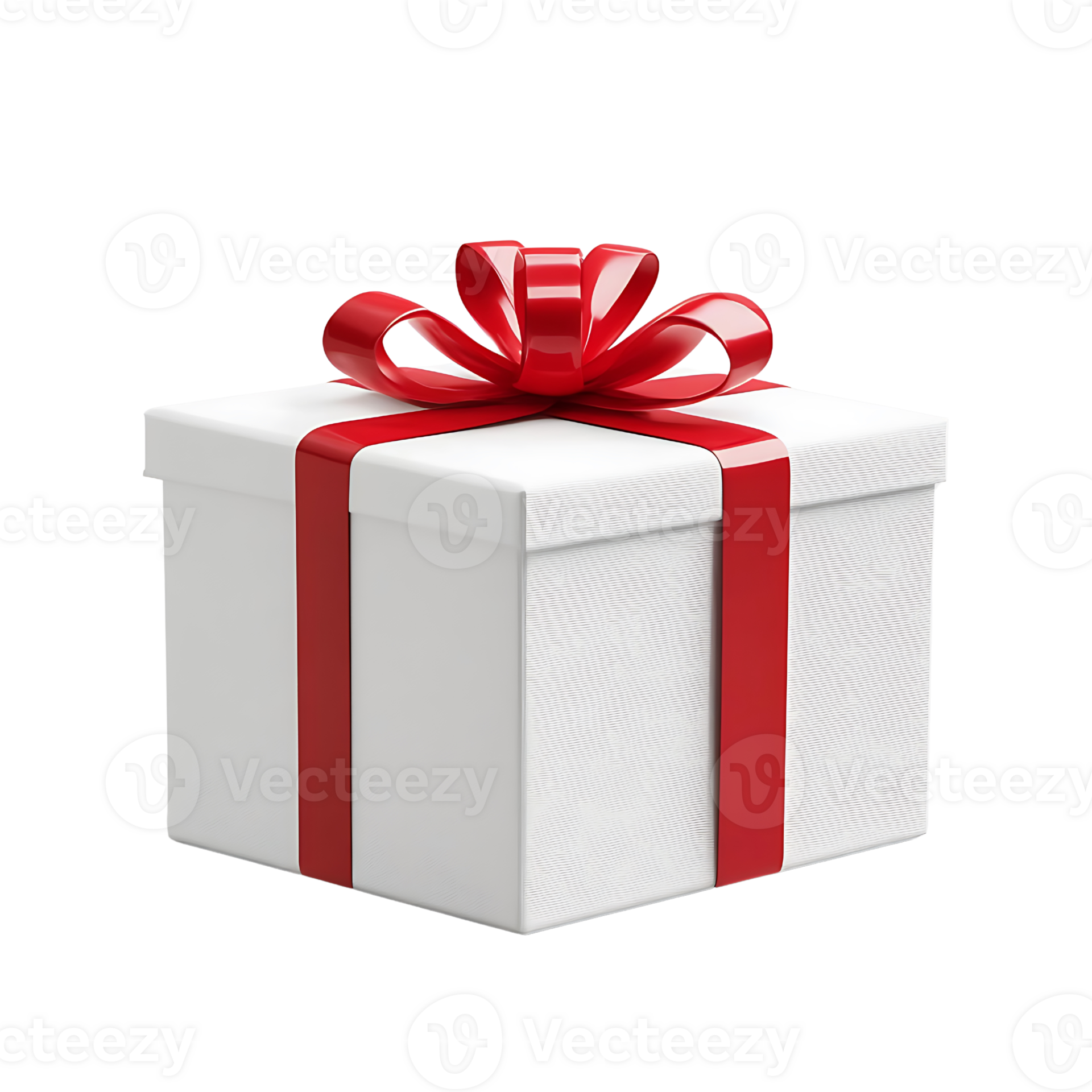 white gift box with red ribbon on transparent background 51680276 PNG