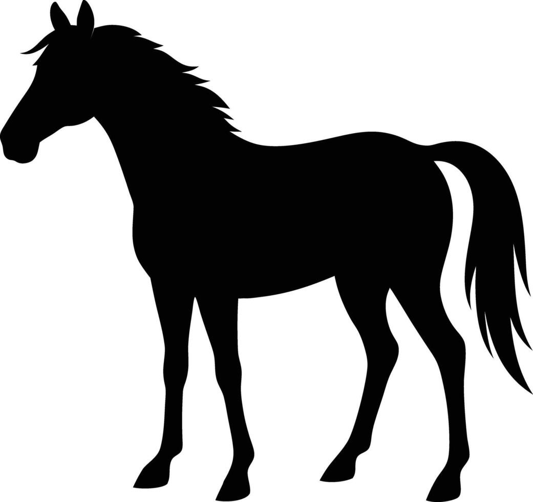 Set of horse silhouette isolated on white background Black horses graphic element illustration. vector
