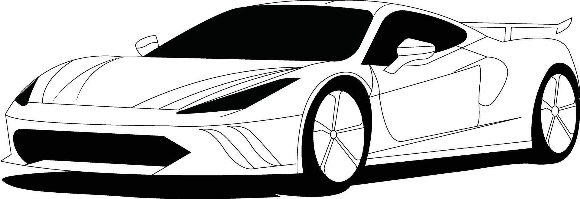 High speed vehicle dynamics intricate adult coloring book design conceptual car wheel illustration with black contour lines on a white background vector
