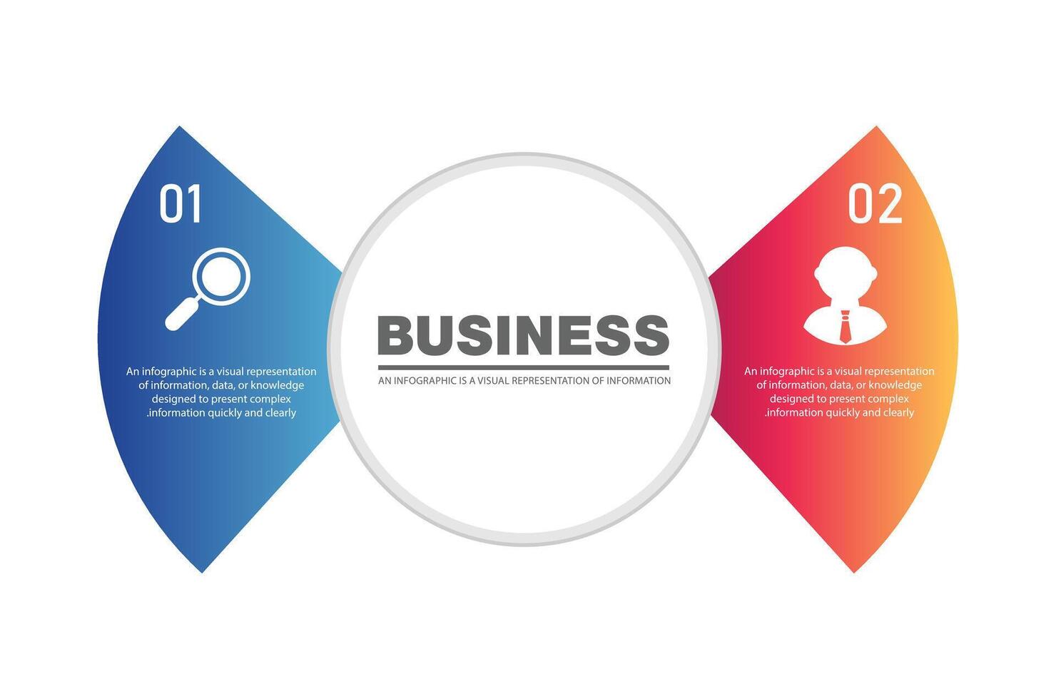 Business Infographic Element Butterfly Style with 2 options can be used for workflow layout, diagram, annual report. vector