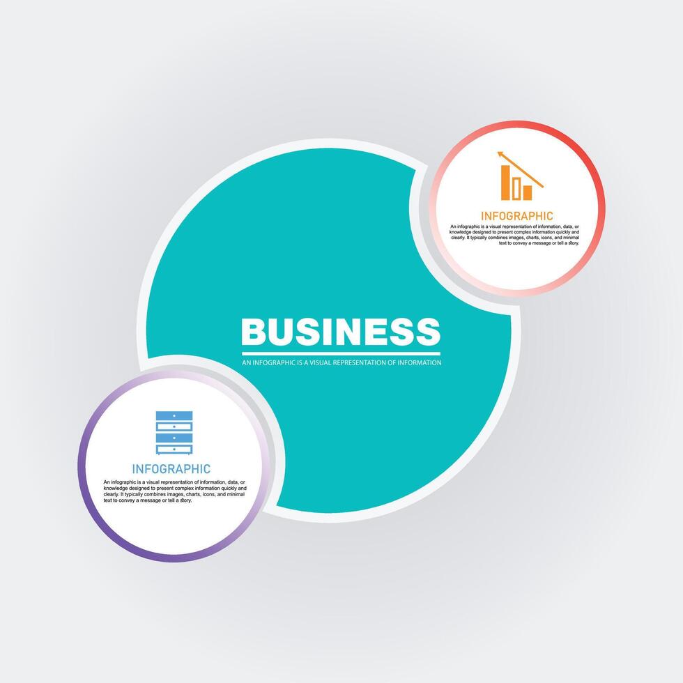 Business Infographic Element design circle with 2 options can be used for workflow layout, diagram, annual report. vector