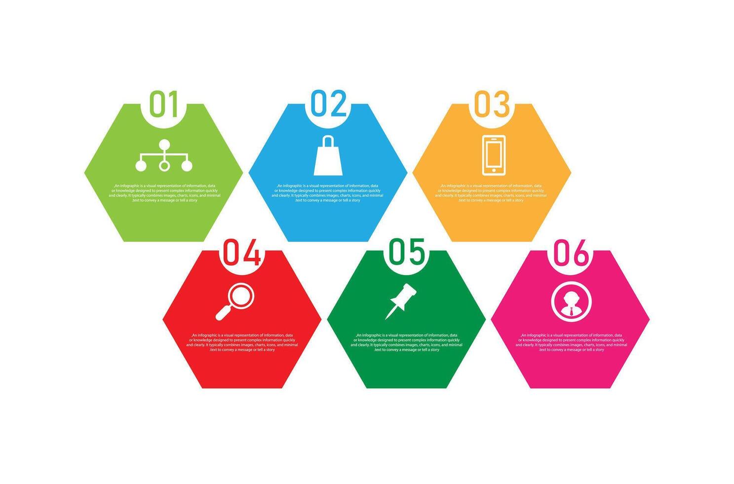 Simple 6 Step Business Infographic Element design can be used for workflow layout, annual report. vector
