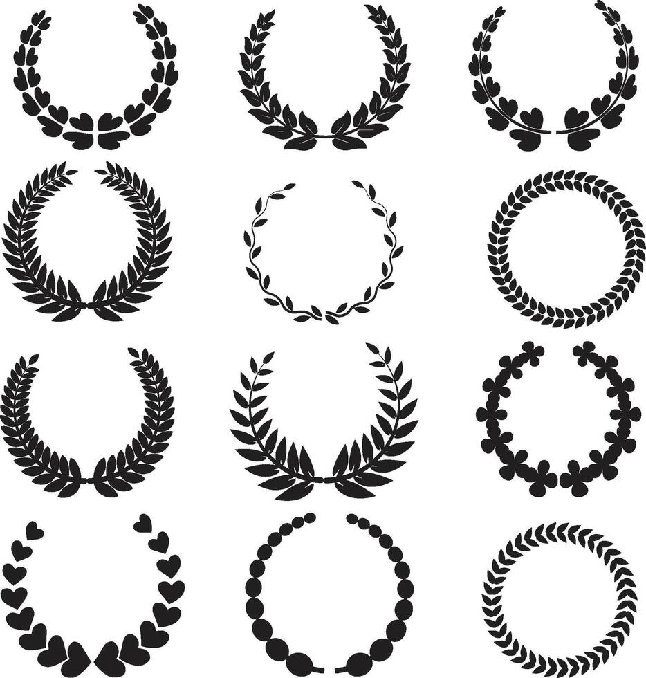 Hand Drown laurel wreaths set vector