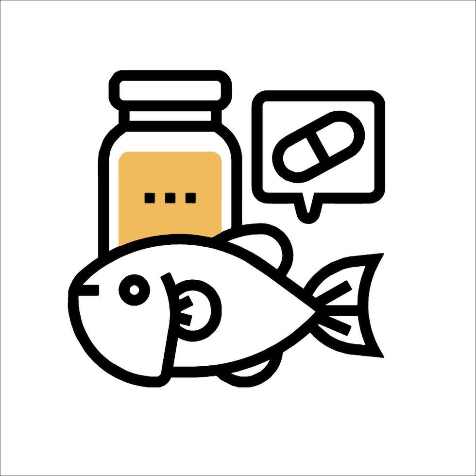 Fish and pills icon on white background vector