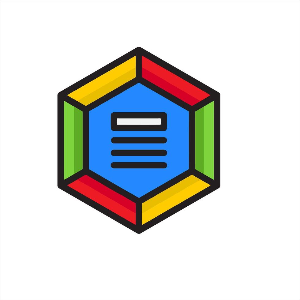 A colorful hexagon with a paper in it vector