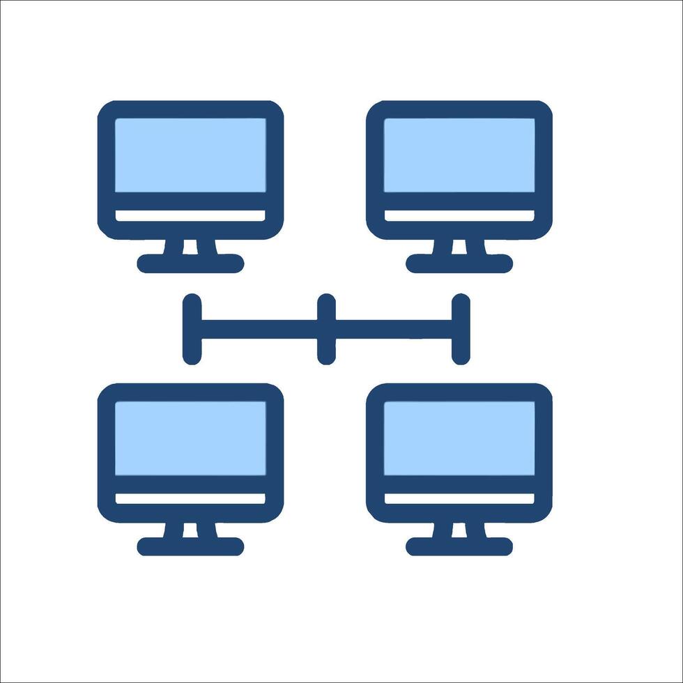 A group of computers connected to each other vector