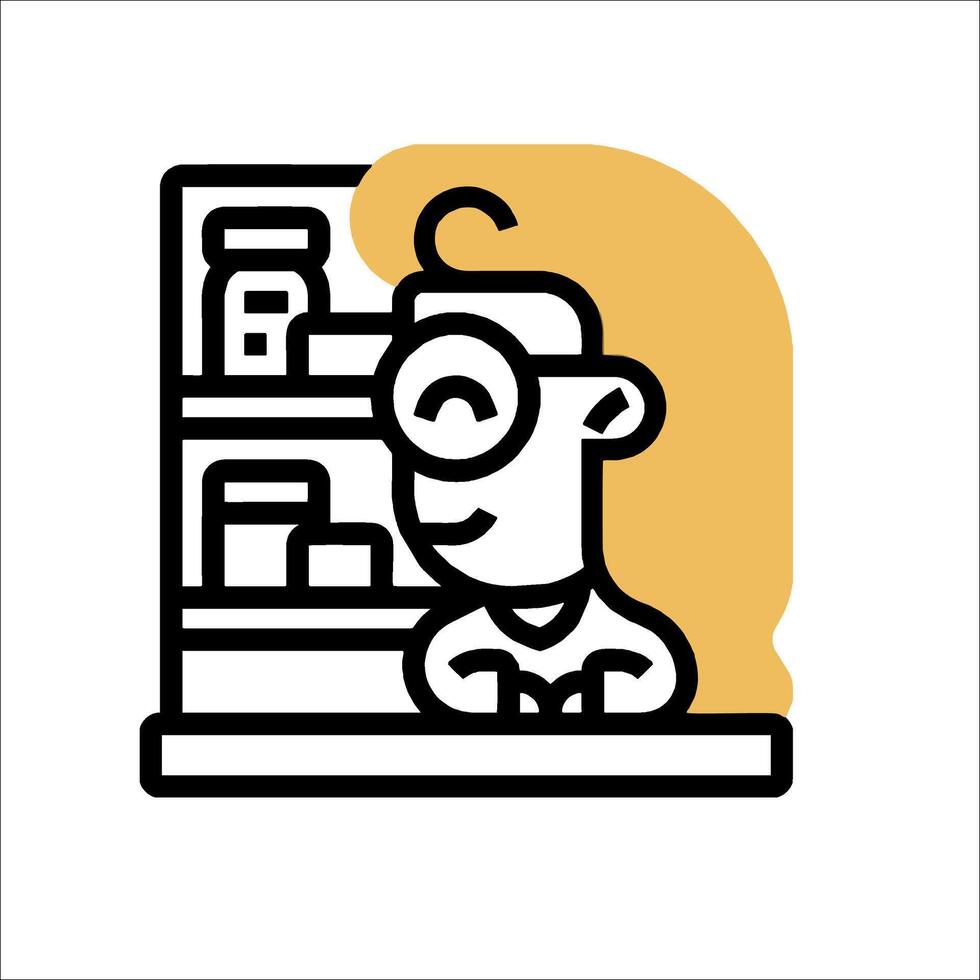 A man in glasses sitting at a desk with a book vector