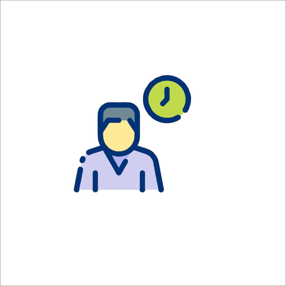 A person with a clock icon on a white background vector
