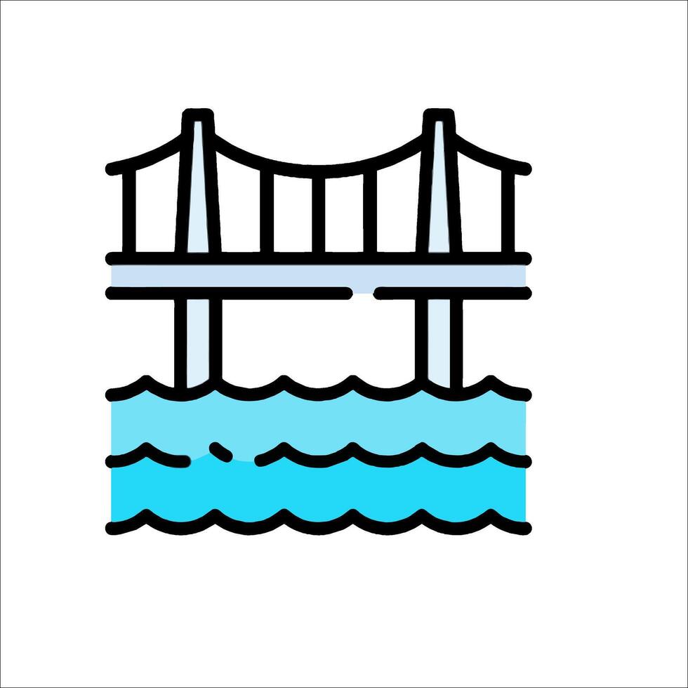 A bridge over water icon vector